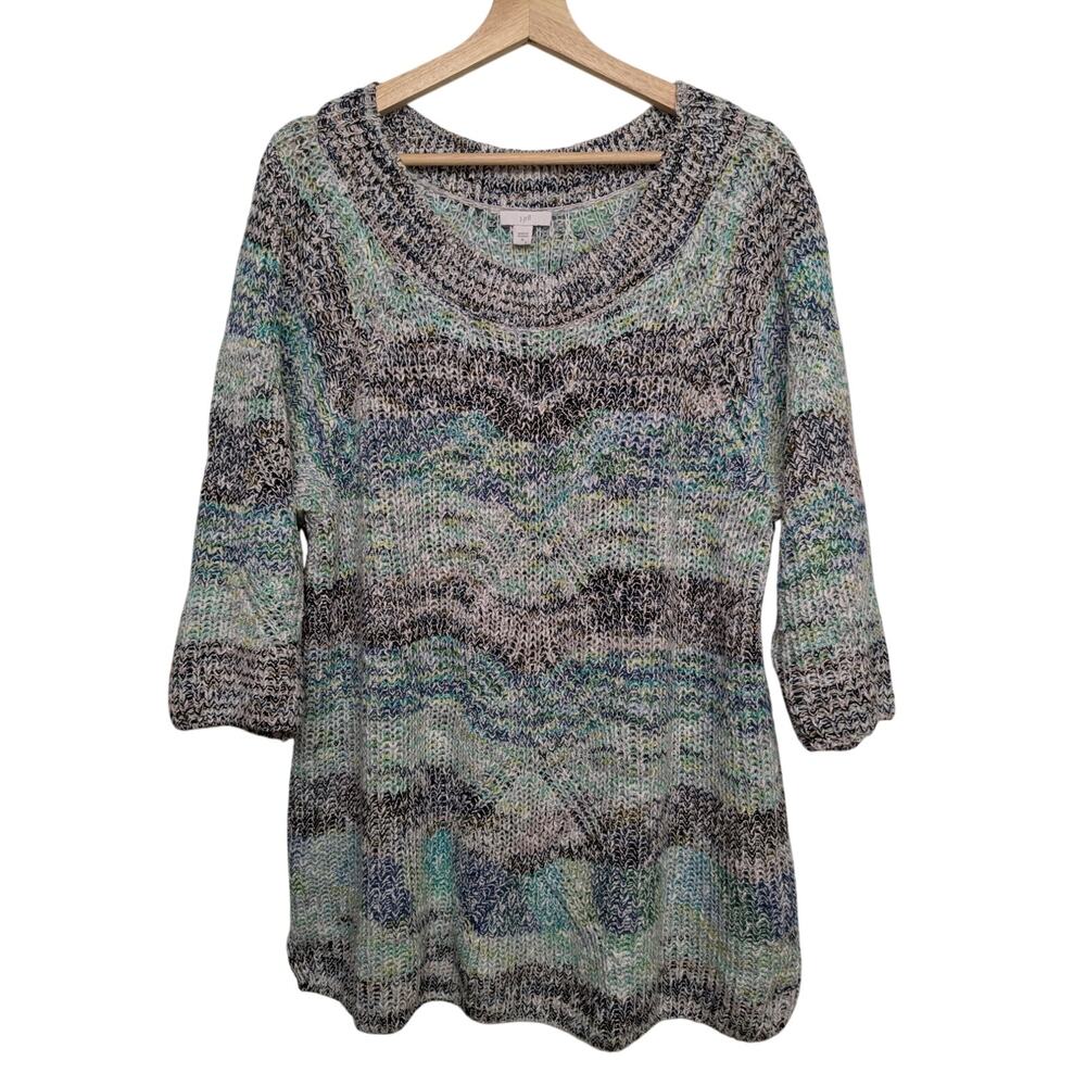 J. Jill Multicolor Knit Tunic Sweater - Mint, Gray, Navy